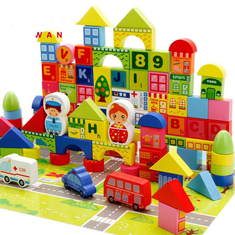 Wooden Traffic Building Blocks