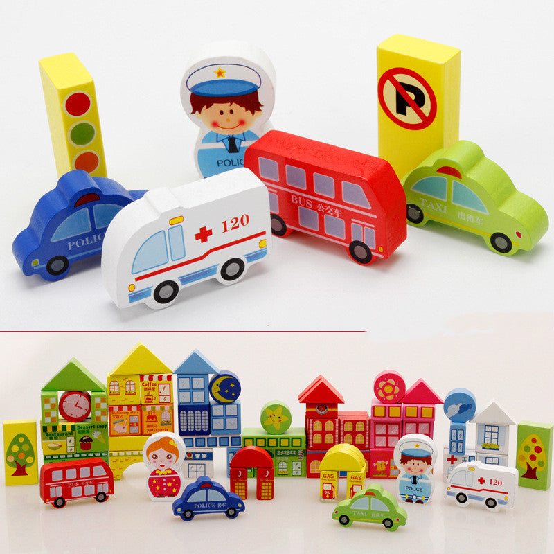 Wooden Traffic Building Blocks